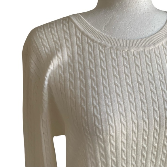 Tommy Hilfiger Cable Knit Crewneck Sweater Coastal Tennis Classic Golf Ivory XL - Picture 4 of 11